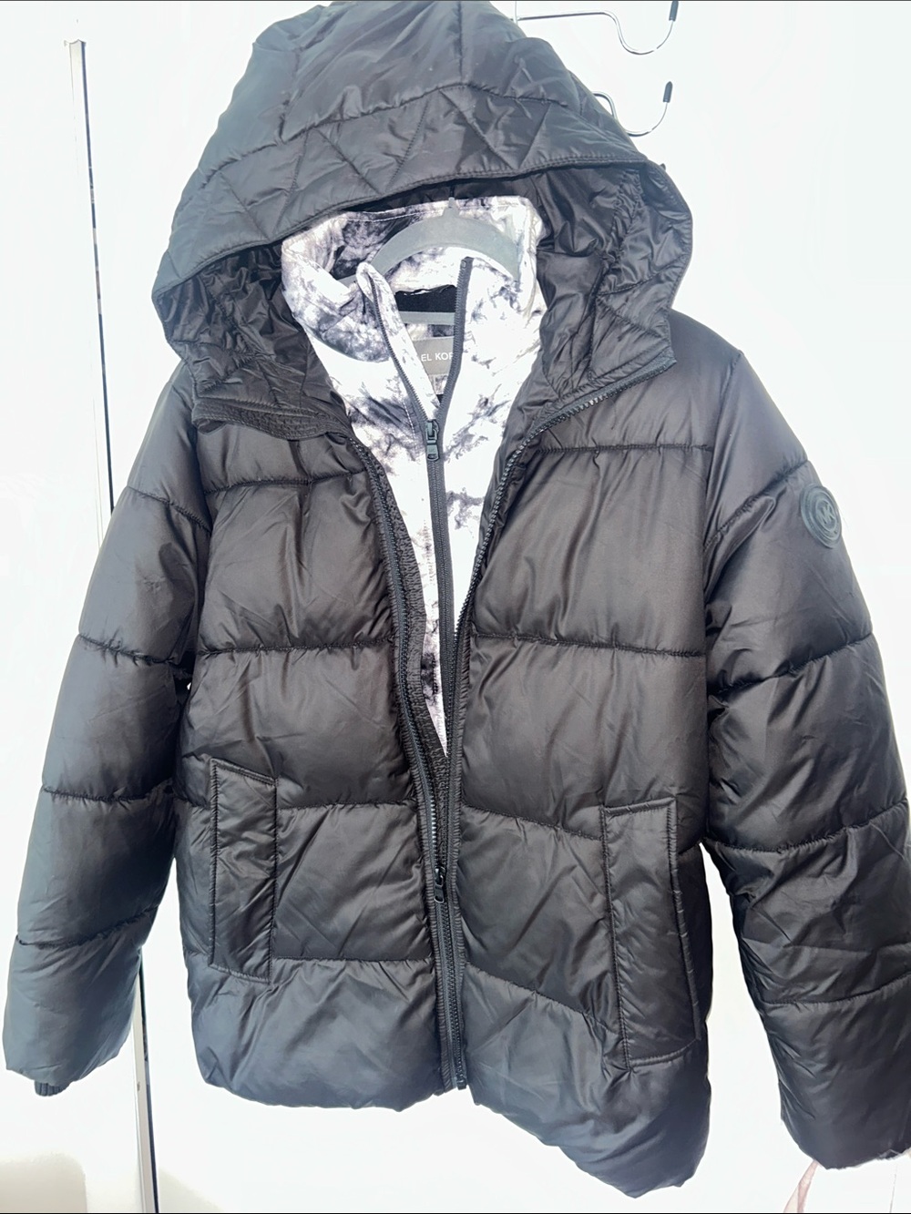 Michael Kors Black Quilted Hooded Puffer Jacket for Kids